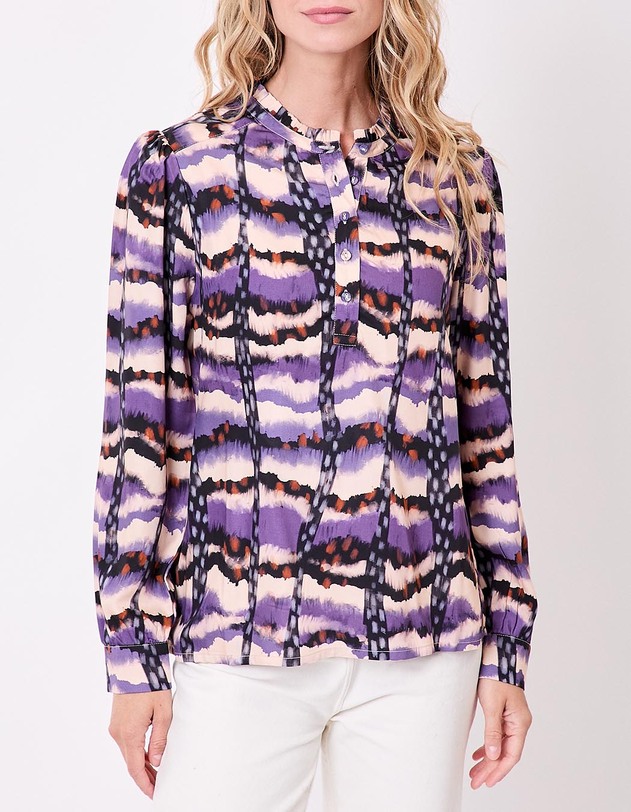 Blouse fluide volants imprim&eacute; La Fianc&eacute;e