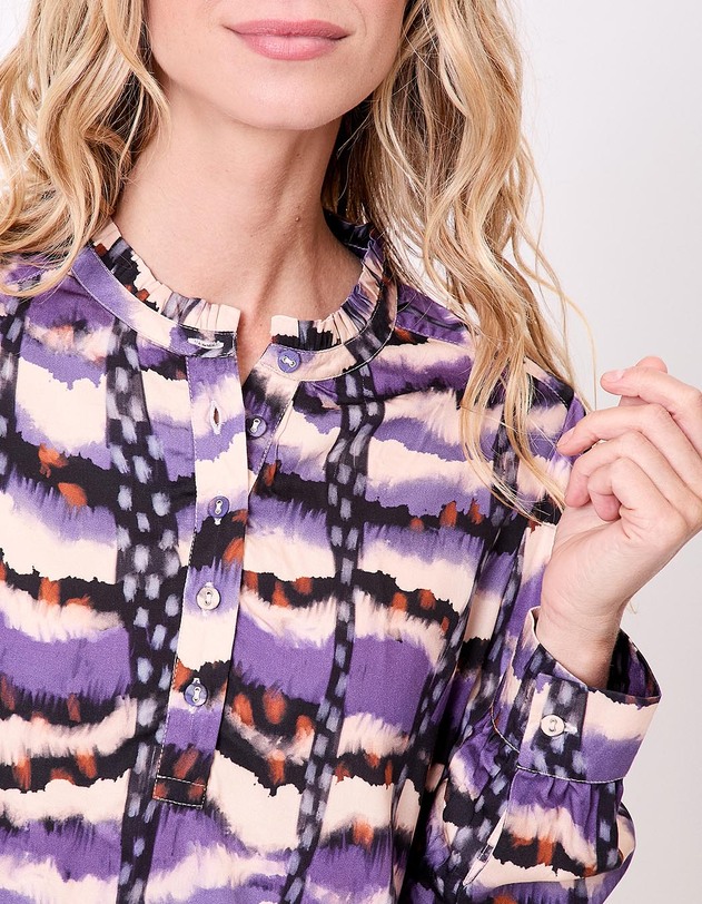 Blouse fluide volants imprim&eacute; La Fianc&eacute;e
