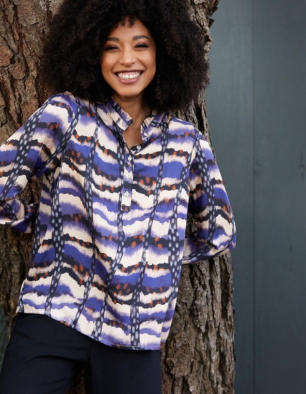Blouse fluide volants imprim&eacute; La Fianc&eacute;e