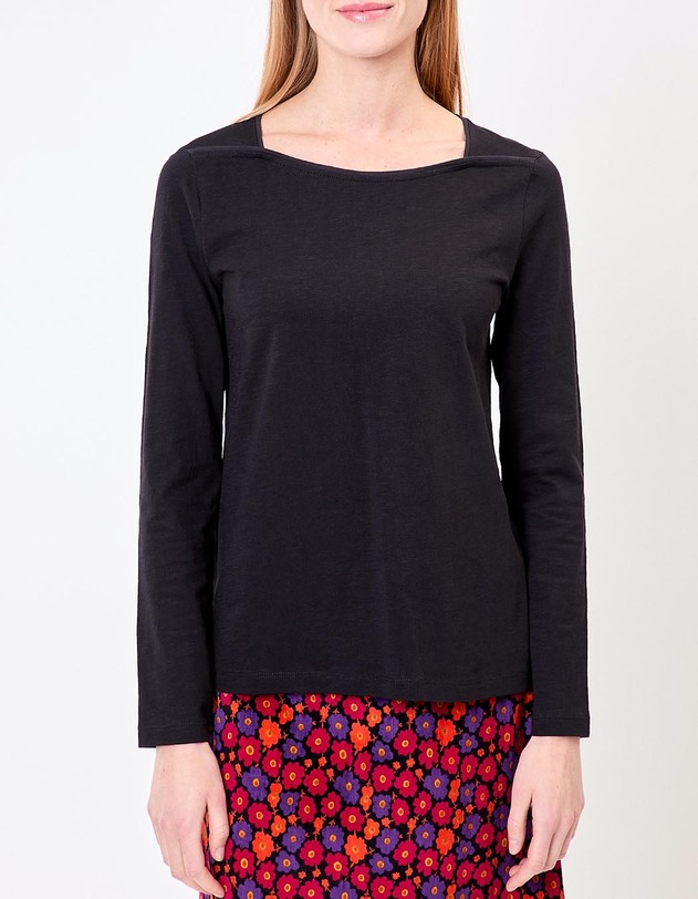 T-shirt uni coton bio col bateau imprim&eacute; La Fianc&eacute;e