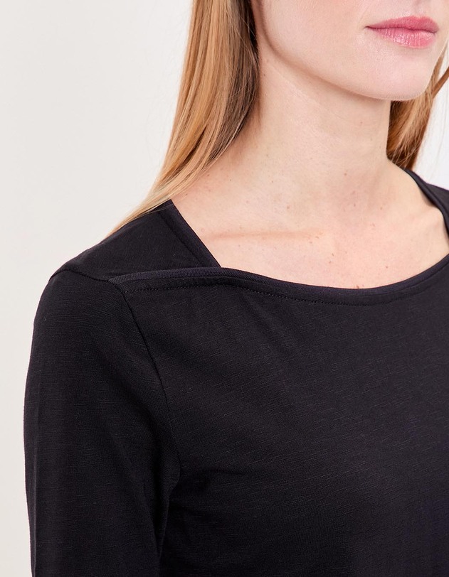 T-shirt uni coton bio col bateau imprim&eacute; La Fianc&eacute;e