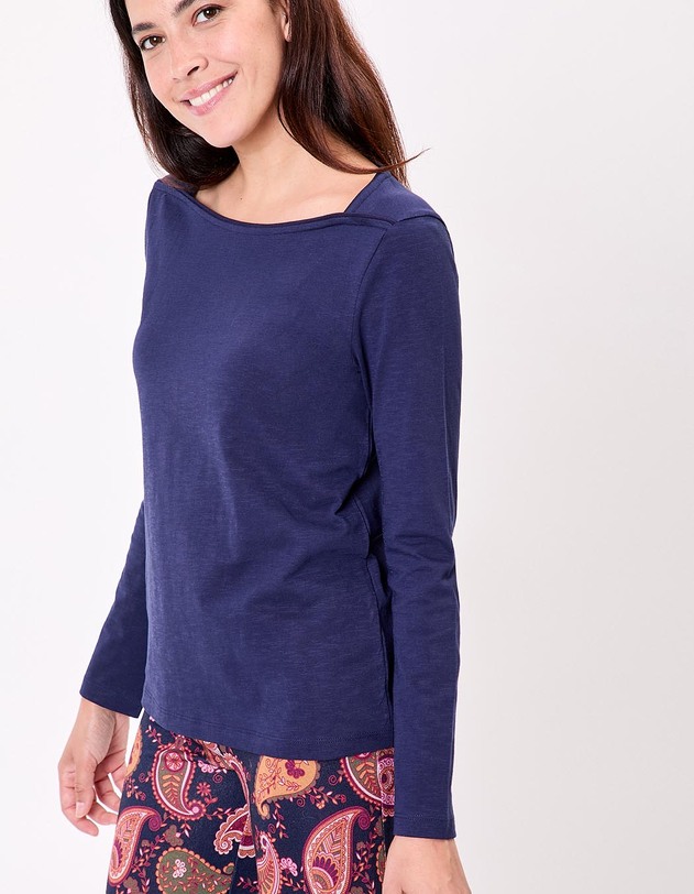 T-shirt uni coton bio col bateau imprim&eacute; La Fianc&eacute;e