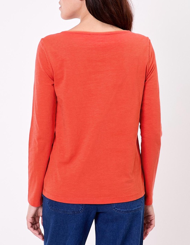 T-shirt uni coton bio col bateau imprim&eacute; La Fianc&eacute;e