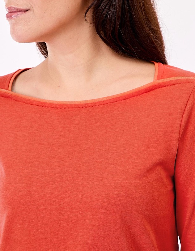 T-shirt uni coton bio col bateau imprim&eacute; La Fianc&eacute;e