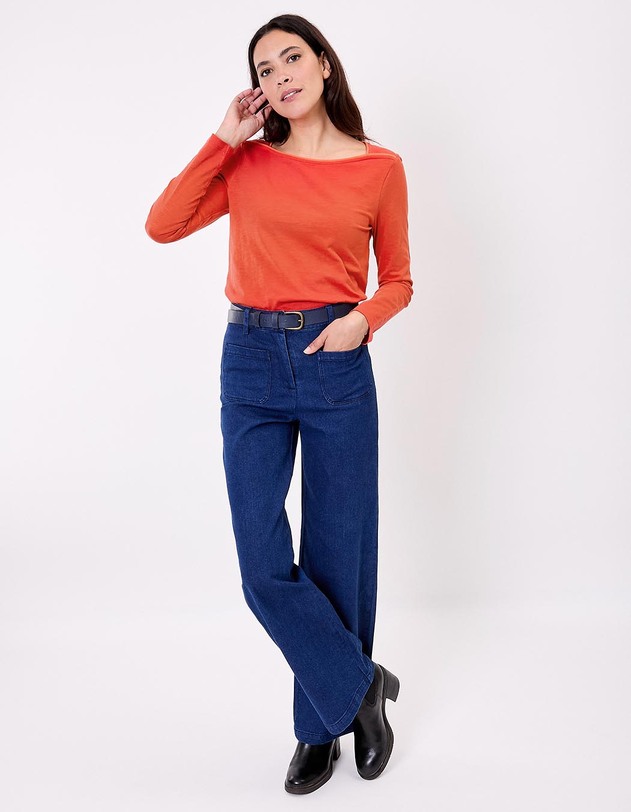 T-shirt uni coton bio col bateau imprim&eacute; La Fianc&eacute;e