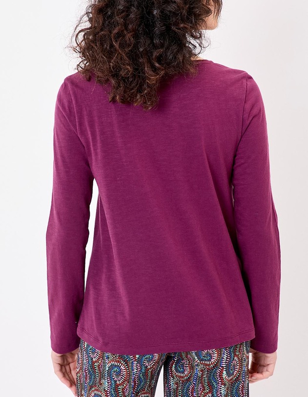 T-shirt uni coton bio col bateau imprim&eacute; La Fianc&eacute;e