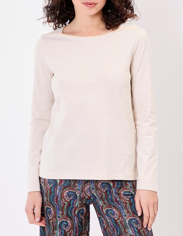 T-shirt uni coton bio col bateau imprim&eacute; La Fianc&eacute;e