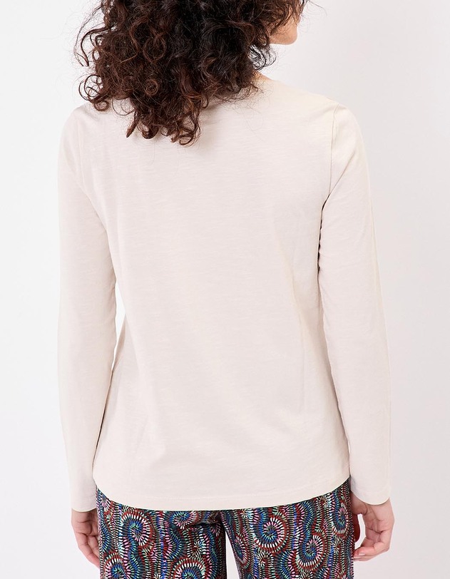 T-shirt uni coton bio col bateau imprim&eacute; La Fianc&eacute;e