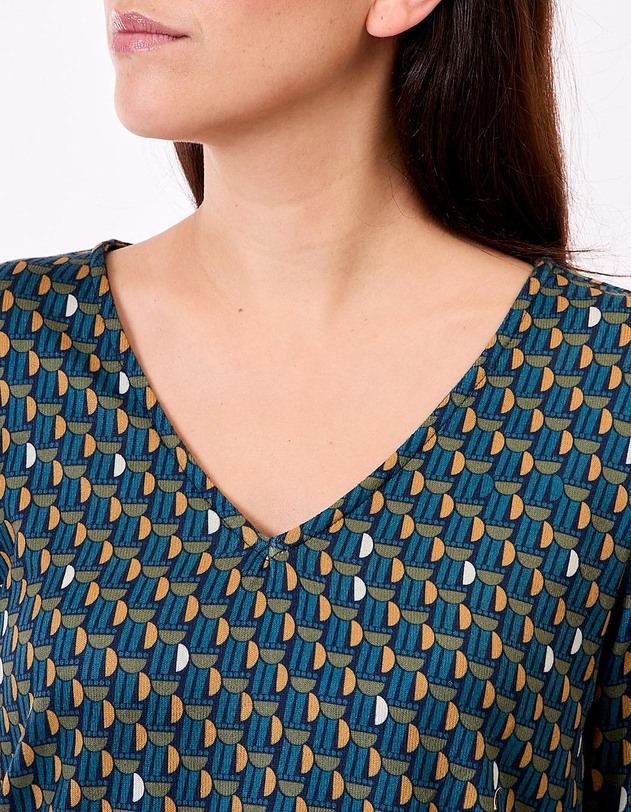 T-shirt fluide col V maille imprim&eacute; La Fianc&eacute;e