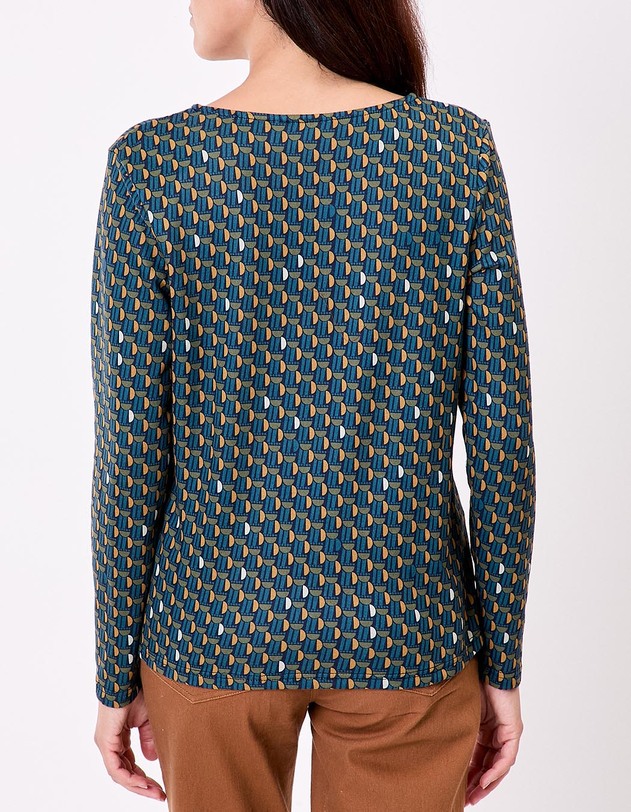 T-shirt fluide col V maille imprim&eacute; La Fianc&eacute;e