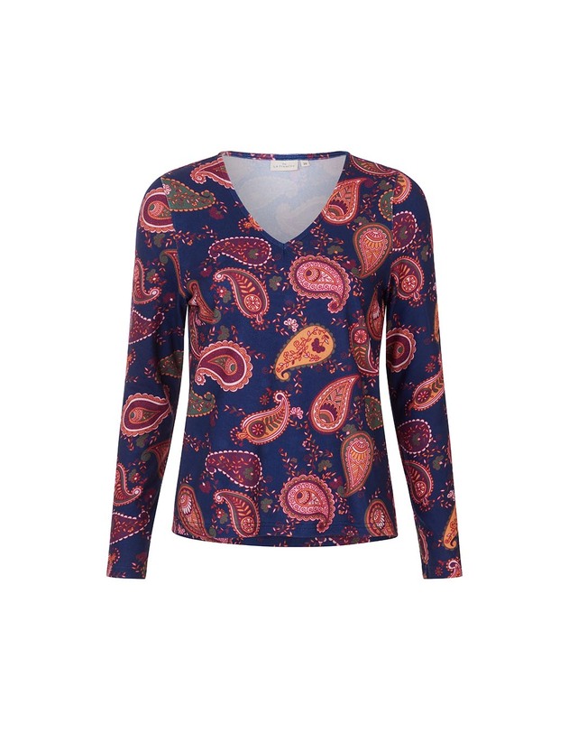 T-shirt fluide col V maille imprim&eacute; La Fianc&eacute;e