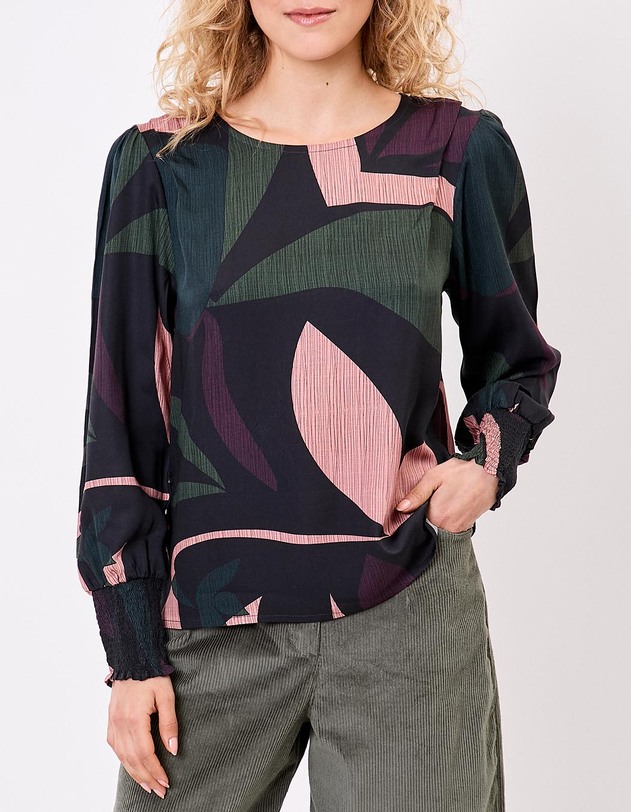 Blouse fluide satin&eacute;e imprim&eacute; La Fianc&eacute;e