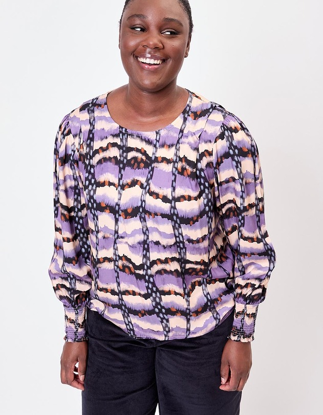 Blouse fluide satin&eacute;e imprim&eacute; La Fianc&eacute;e