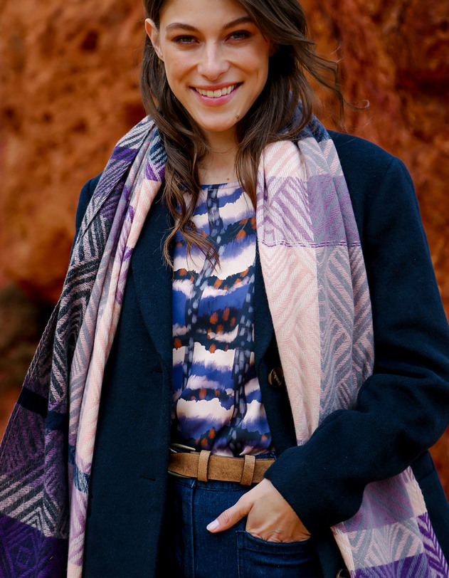 Blouse fluide satin&eacute;e imprim&eacute; La Fianc&eacute;e
