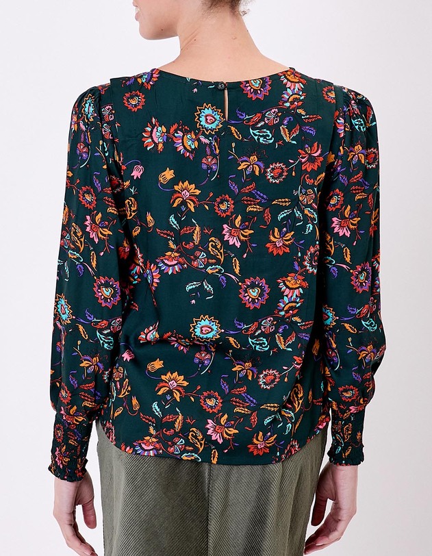 Blouse fluide satin&eacute;e imprim&eacute; La Fianc&eacute;e