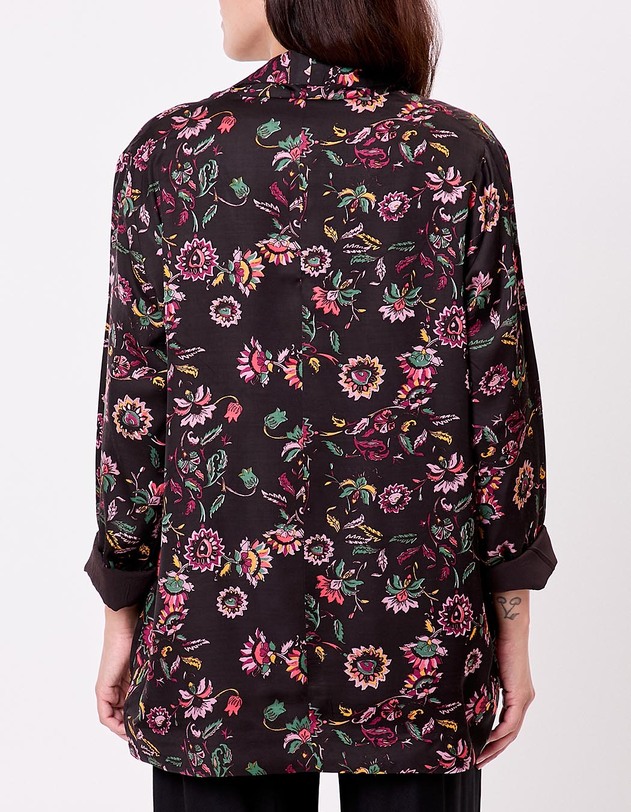 Veste kimono fluide satin&eacute;e imprim&eacute; La Fianc&eacute;e