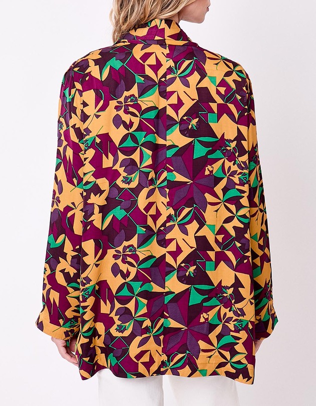 Veste kimono fluide satin&eacute;e imprim&eacute; La Fianc&eacute;e