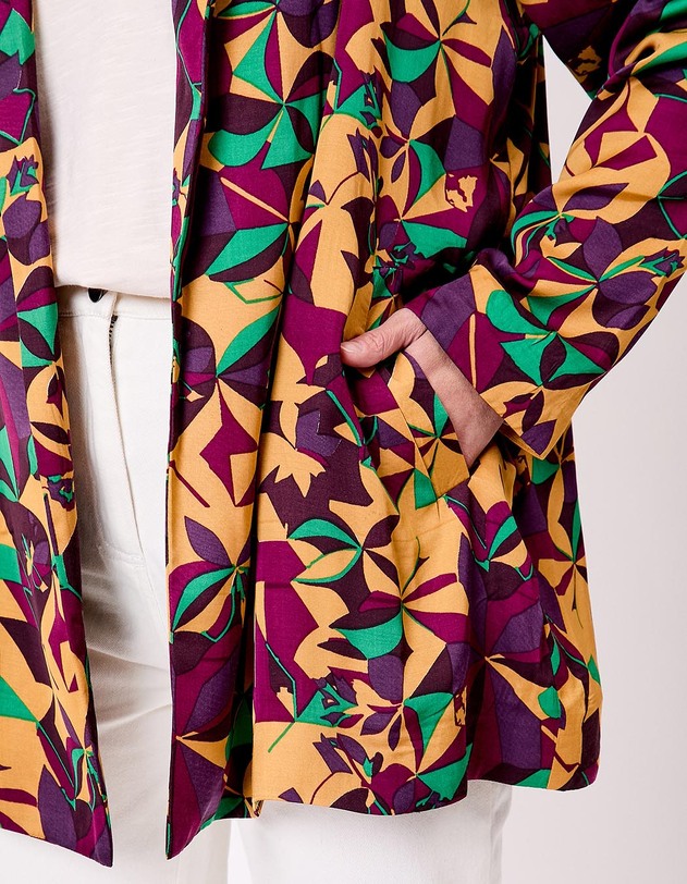 Veste kimono fluide satin&eacute;e imprim&eacute; La Fianc&eacute;e