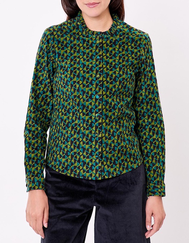 Chemise velours c&ocirc;tel&eacute; col rond imprim&eacute; Princesse Nomade