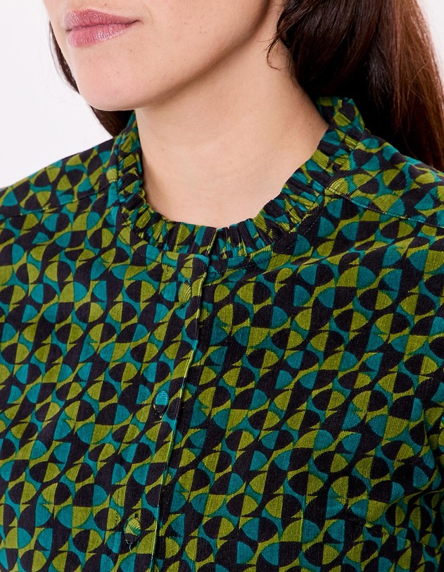 Chemise velours c&ocirc;tel&eacute; col rond imprim&eacute; Princesse Nomade