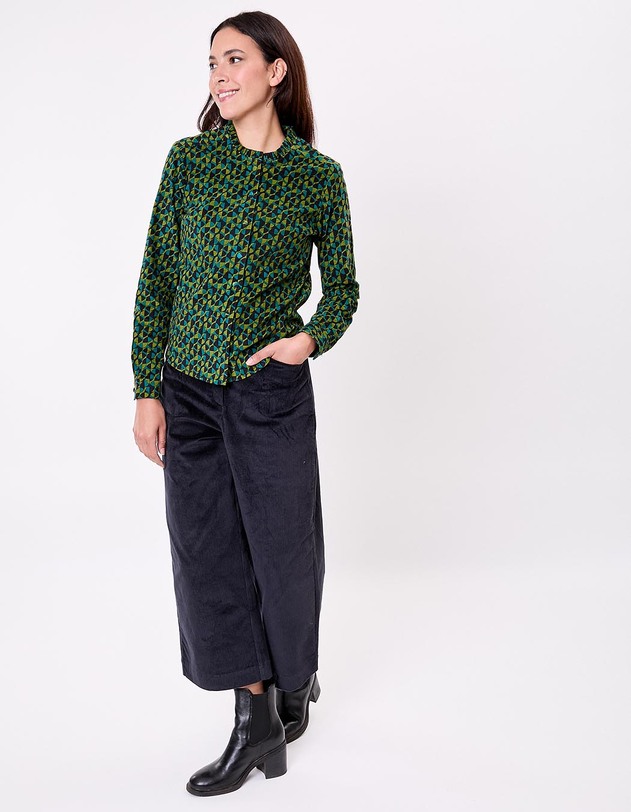 Chemise velours c&ocirc;tel&eacute; col rond imprim&eacute; Princesse Nomade