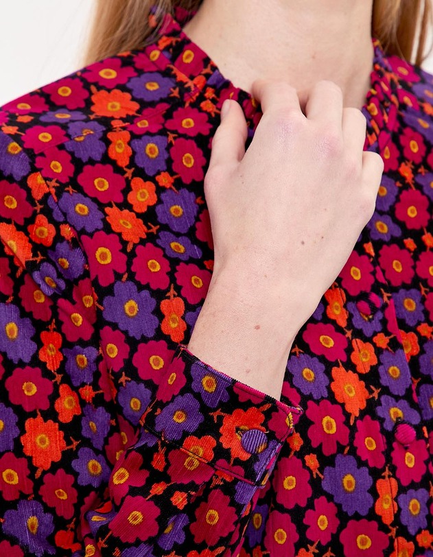 Chemise velours c&ocirc;tel&eacute; col rond imprim&eacute; Princesse Nomade