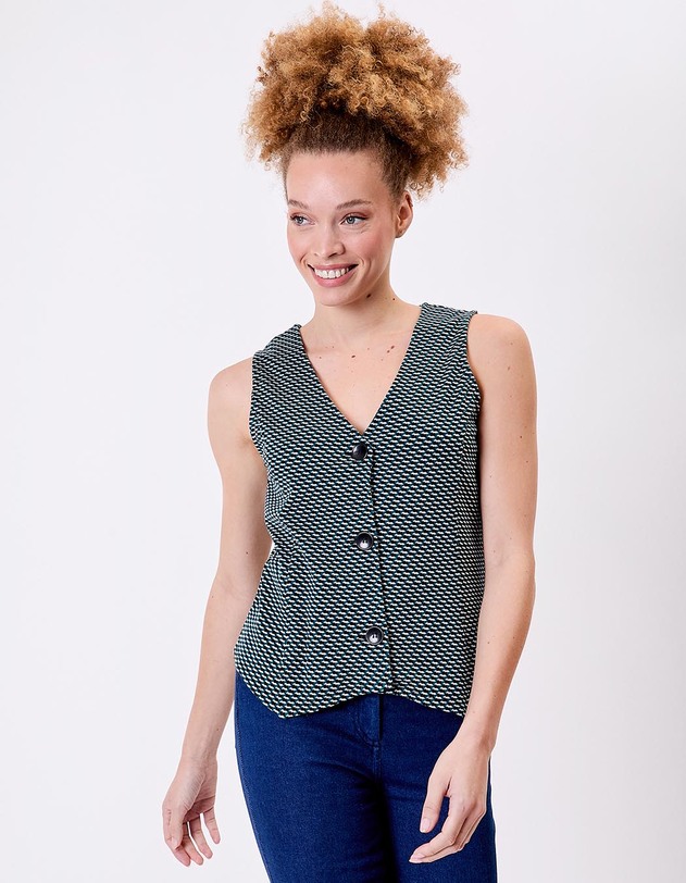 Gilet de costume maille bio imprim&eacute; Princesse Nomade