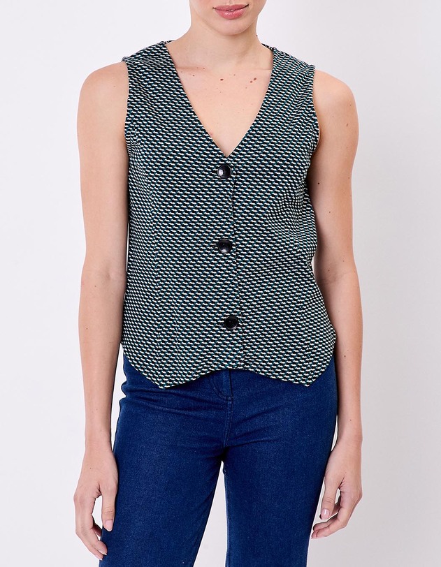 Gilet de costume maille bio imprim&eacute; Princesse Nomade