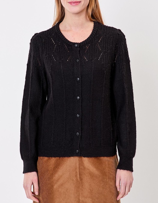 Gilet maille douce col rond imprim&eacute; Princesse Nomade