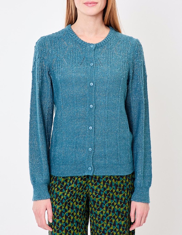 Gilet maille douce col rond imprim&eacute; Princesse Nomade