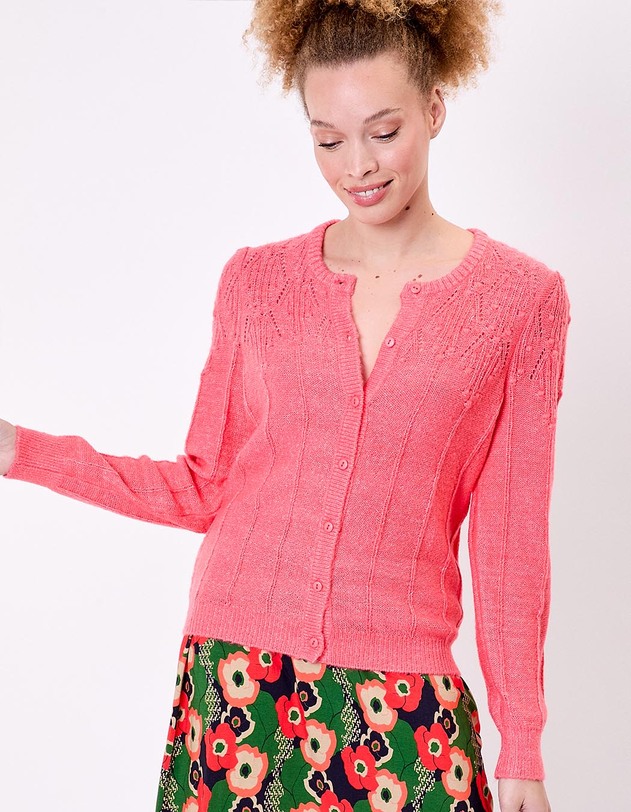 Gilet maille douce col rond imprim&eacute; Princesse Nomade