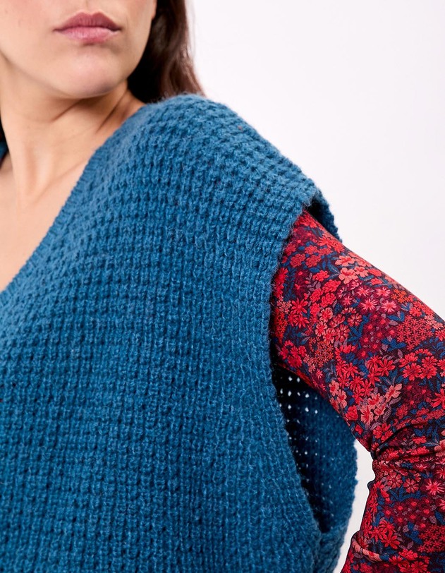 Pull sans manches maille fantaisie imprim&eacute; Princesse Nomade