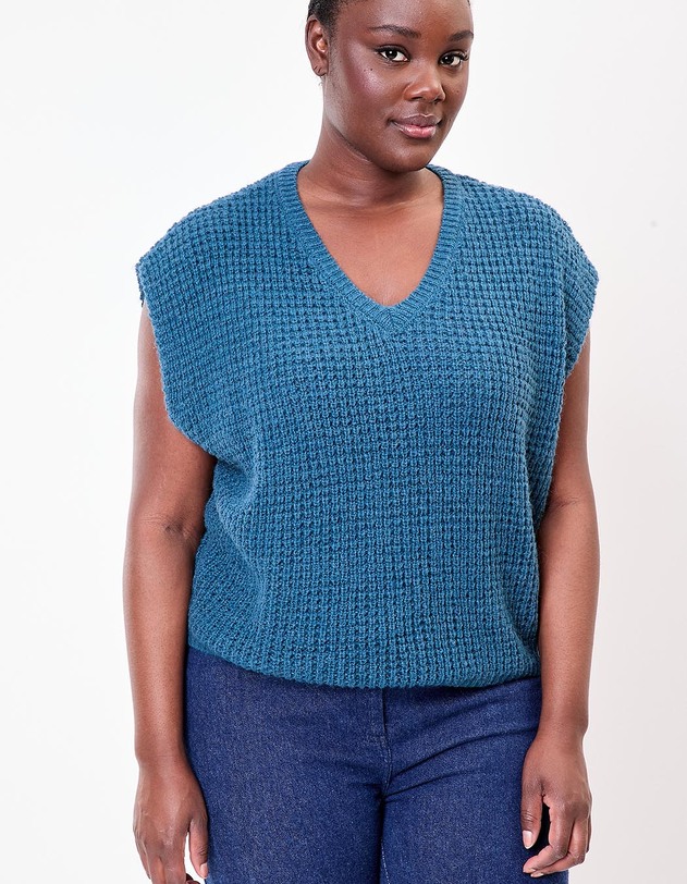 Pull sans manches maille fantaisie imprim&eacute; Princesse Nomade