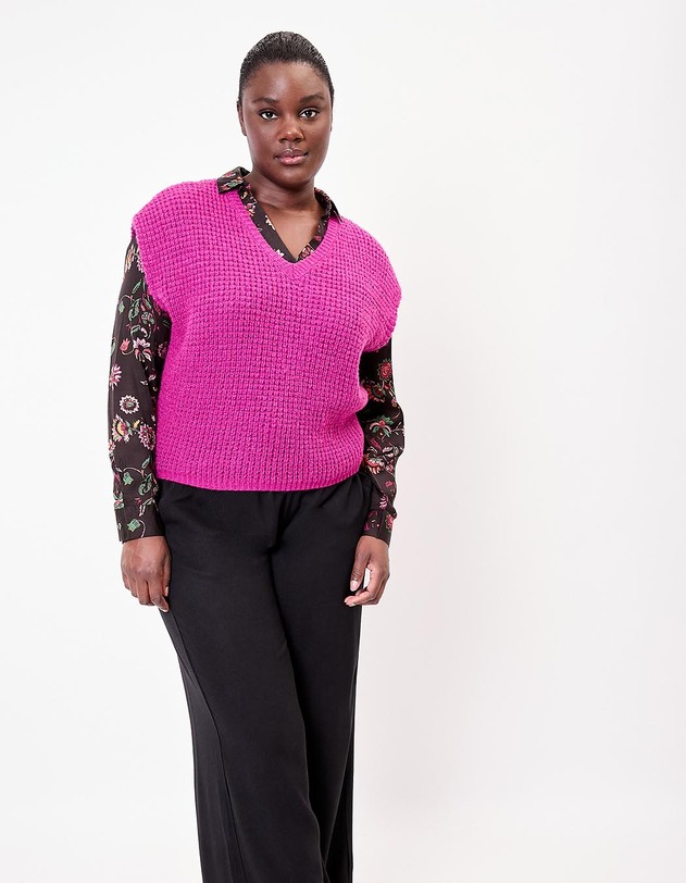 Pull sans manches maille fantaisie imprim&eacute; Princesse Nomade