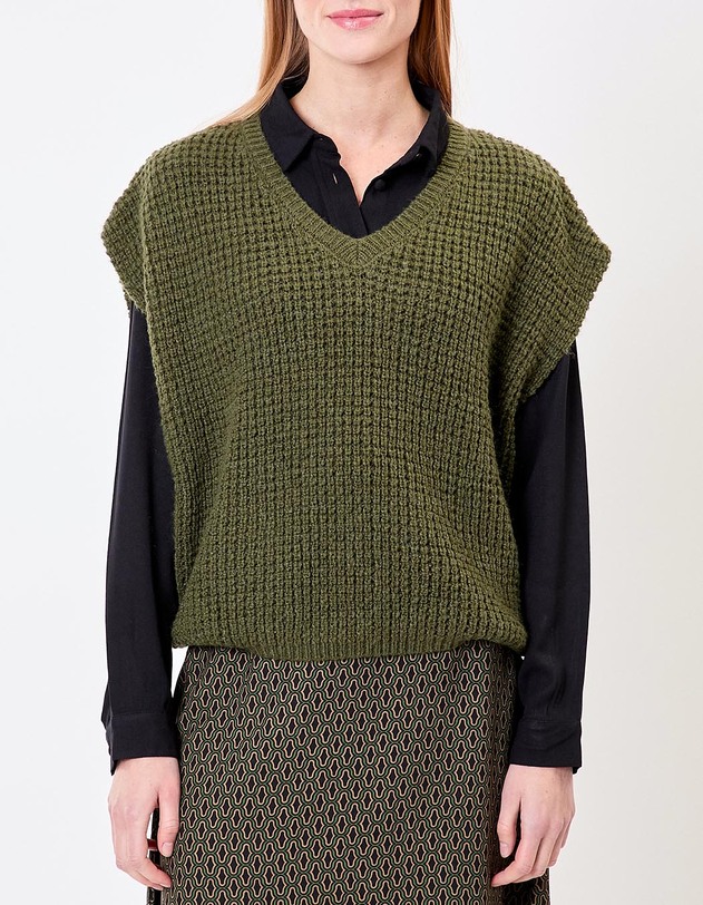Pull sans manches maille fantaisie imprim&eacute; Princesse Nomade