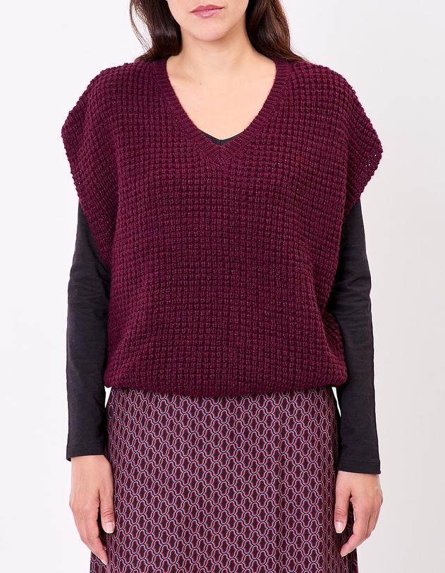 Pull sans manches maille fantaisie imprim&eacute; Princesse Nomade