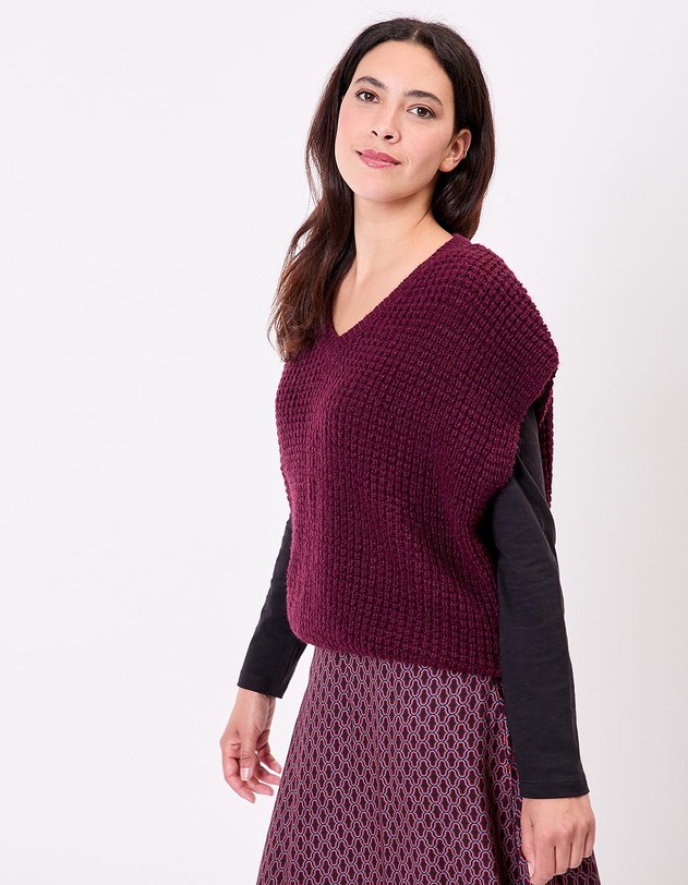 Pull sans manches maille fantaisie imprim&eacute; Princesse Nomade