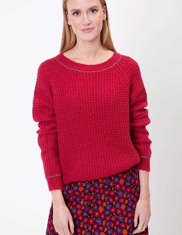 Pull droit maille fantaisie imprim&eacute; Princesse Nomade