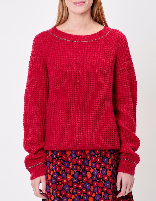 Pull droit maille fantaisie imprim&eacute; Princesse Nomade