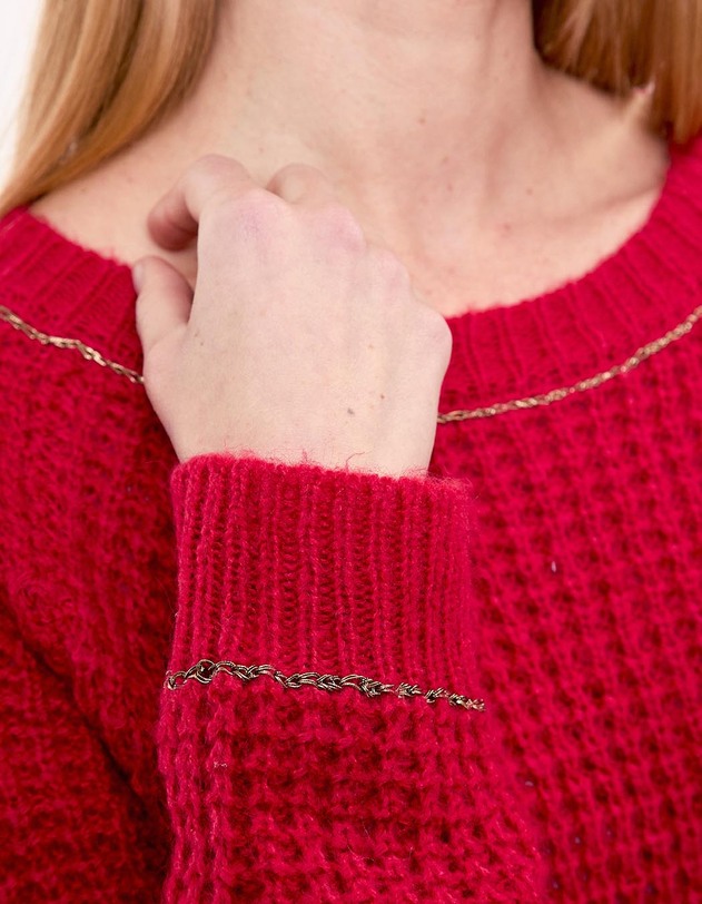 Pull droit maille fantaisie imprim&eacute; Princesse Nomade