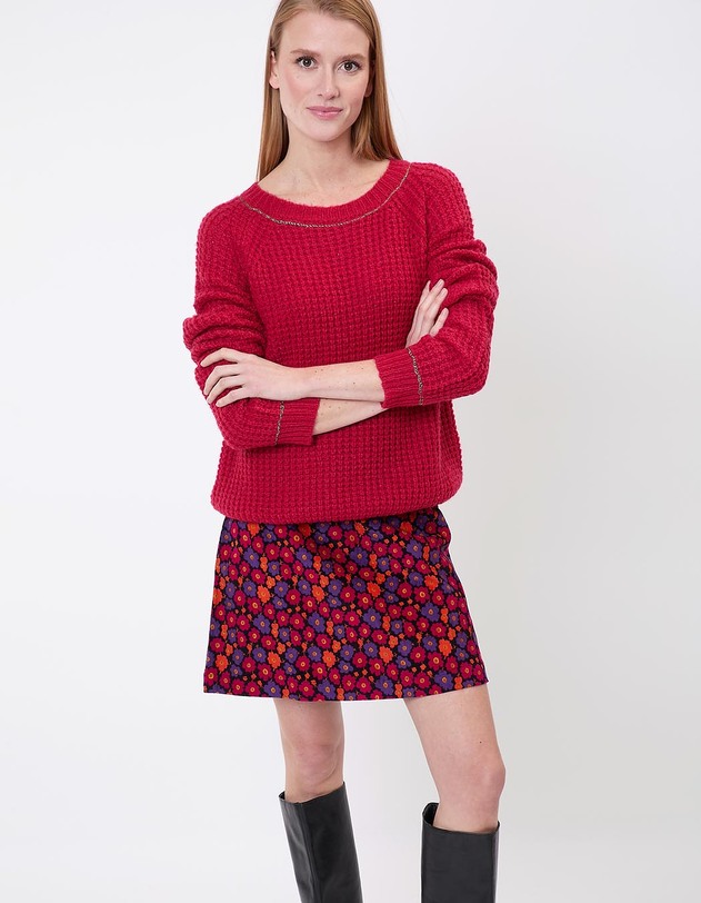 Pull droit maille fantaisie imprim&eacute; Princesse Nomade