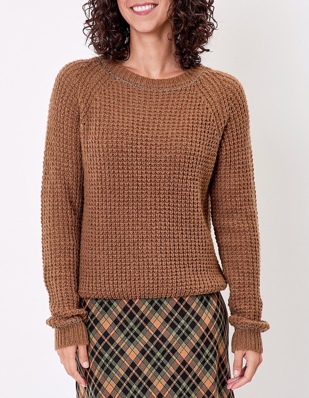 Pull droit maille fantaisie imprim&eacute; Princesse Nomade