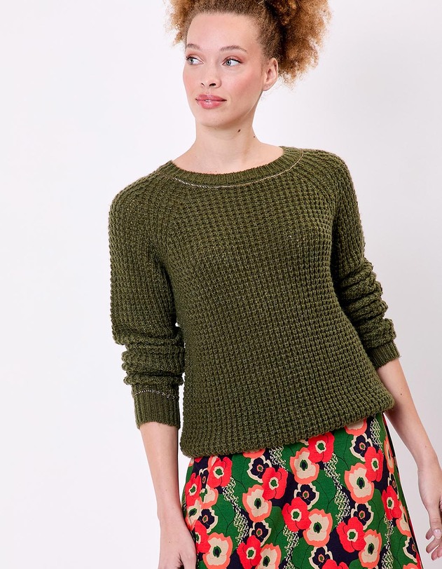 Pull droit maille fantaisie imprim&eacute; Princesse Nomade