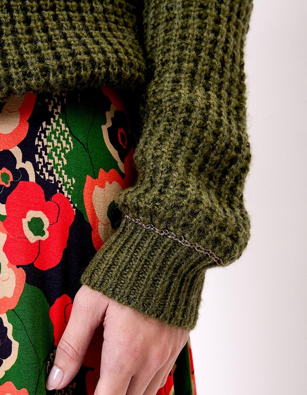 Pull droit maille fantaisie imprim&eacute; Princesse Nomade