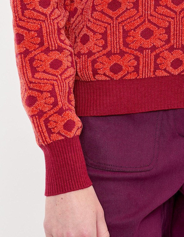 Pull col V maille jacquard imprim&eacute; Princesse Nomade