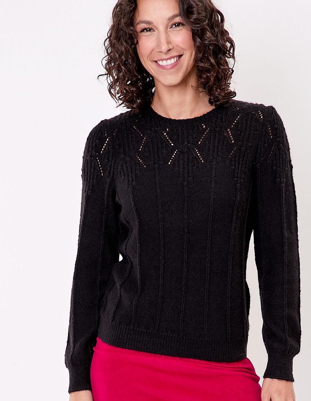 Pull maille fantaisie col rond imprim&eacute; Princesse Nomade