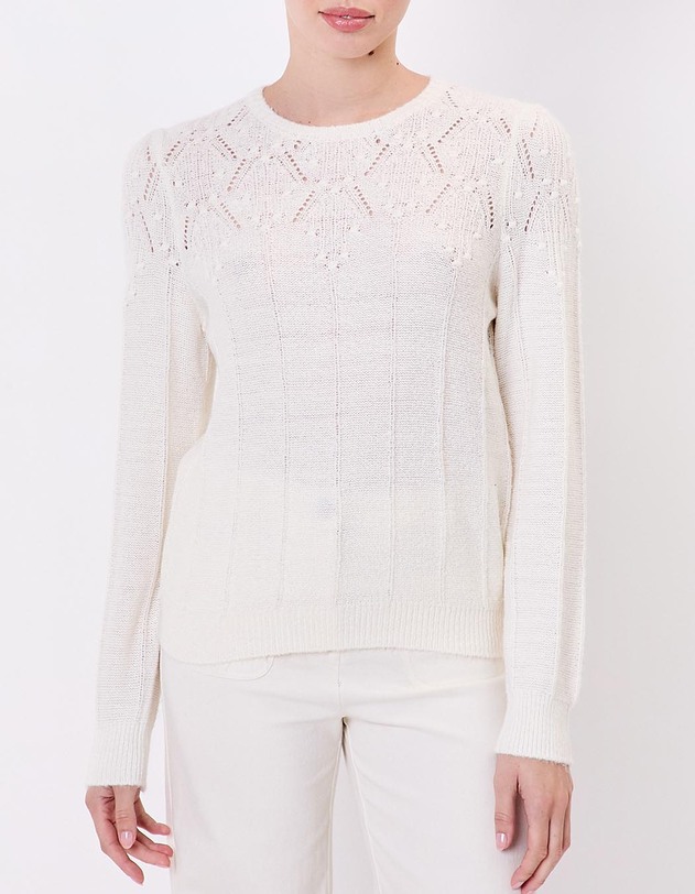 Pull maille fantaisie col rond imprim&eacute; Princesse Nomade