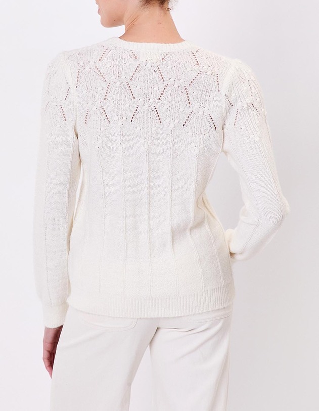 Pull maille fantaisie col rond imprim&eacute; Princesse Nomade
