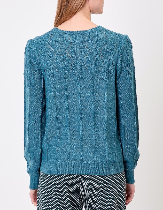Pull maille fantaisie col rond imprim&eacute; Princesse Nomade