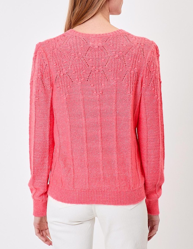Pull maille fantaisie col rond imprim&eacute; Princesse Nomade